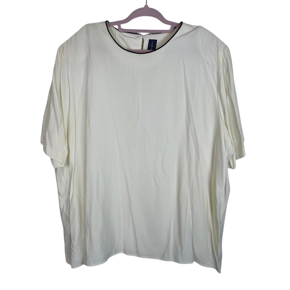 Vtg Maggie McNaughton Ivory Short Sleeve Boxy Dressy Career Blouse Plus Size